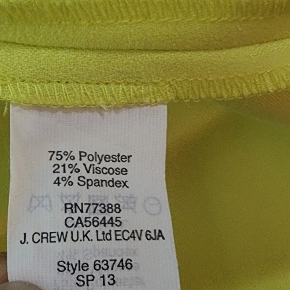 J Crew Sleeveless Scalloped Shift Dress Neon Yellow Green Preppy‎ Summer 10 - Picture 7 of 8